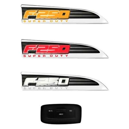 RECON TRUCK ACCESSORIES Illuminated Emblems Fender Emblems in Chrome for 2011-2016 F250, 2PK REC264285CH